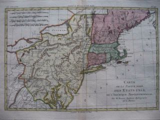 1780 - Bonne - Map Pennsylvania York England Maryland Jersey