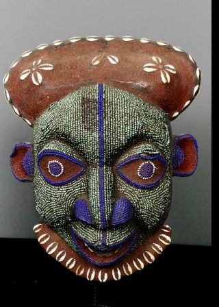 Old Tribal Bamileke Beaded Mask - - Cameroon Bn 44