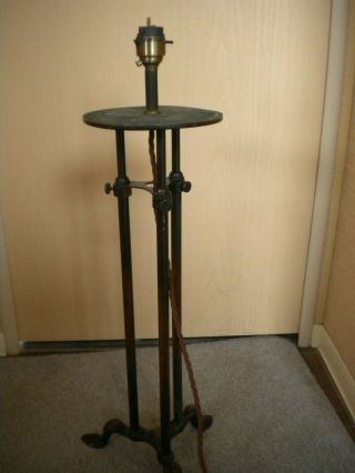 Vintage Arts and Crafts copper and brass adjustable table lamp base 2