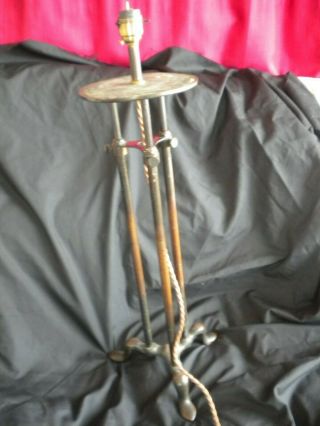 Vintage Arts and Crafts copper and brass adjustable table lamp base 3