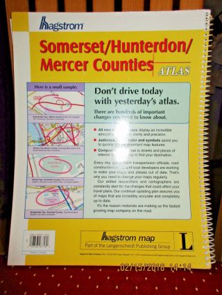 VINTAGE HAGSTROM ATLAS MAP OF SOMERSET HUNTERDON MERCER COUNTIES NJ 2004 2