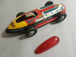 RARE Vintage Marx Lupor Made in USA 10 Race Car Tin Litho - Friction 9