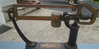 Antique FAIRBANKS Brass Cast Iron 50 Lb Counter Top Platform Scales 5