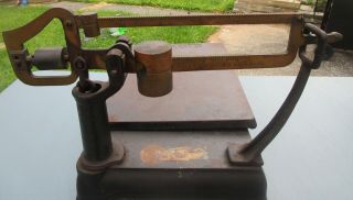 Antique FAIRBANKS Brass Cast Iron 50 Lb Counter Top Platform Scales 6