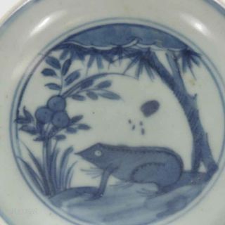 18th.  c Chinese Blue And White Three Legged Toad Dish 61 2