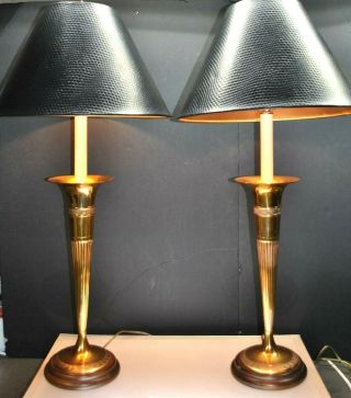Rare Vintage " Frederick Cooper " Art Deco Brass Torch Style Lamps (pair) Retro