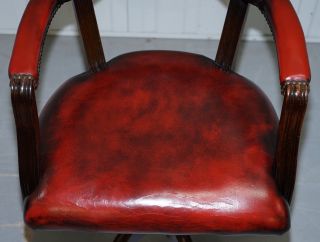 STUNNING CUSHIONED CHESTERFIELD ADMIRALS COURT CAPTAINS OXBLOOD LEATHER CHAIR 5