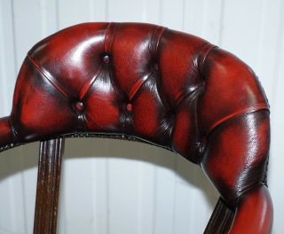 STUNNING CUSHIONED CHESTERFIELD ADMIRALS COURT CAPTAINS OXBLOOD LEATHER CHAIR 6