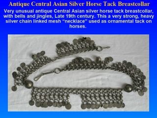 Antique Central Asian Silver Horse Tack Breast Collar 665 Grams=21.  4 Oz T=1.  5 Lb