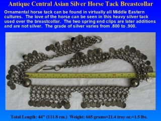 Antique Central Asian SILVER Horse Tack Breast Collar 665 grams=21.  4 oz t=1.  5 lb 2