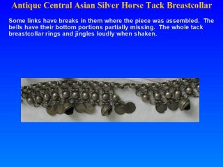 Antique Central Asian SILVER Horse Tack Breast Collar 665 grams=21.  4 oz t=1.  5 lb 7