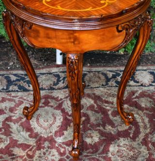 1910s Antique French Louis XV Mahogany & Satinwood inlay side End tables 11
