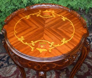 1910s Antique French Louis XV Mahogany & Satinwood inlay side End tables 4