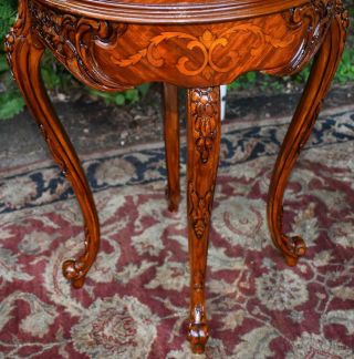 1910s Antique French Louis XV Mahogany & Satinwood inlay side End tables 7