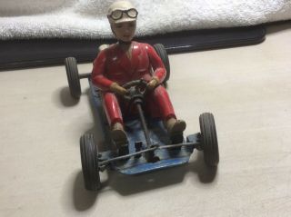 Vintage Schuco Go - Kart Red Micro Racer Tin Toy As Found Don’t Have Key So 2