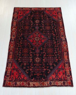 6.  66x4.  26ft Antique Hand - Knotted Oriental Area Rug,  Blue Vintage Carpet 4×6