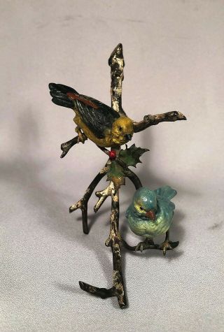 Antique Austrian Vienna Bronze Statue Two Birds On Branch 5