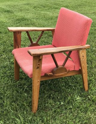 Rare A.  Brandt Ranch Oak Chair Wagon Wheel Design Arm / Side Chair 1950’s Mcm