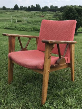 RARE A.  BRANDT Ranch Oak Chair Wagon Wheel Design Arm / Side Chair 1950’s MCM 6