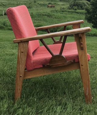 RARE A.  BRANDT Ranch Oak Chair Wagon Wheel Design Arm / Side Chair 1950’s MCM 7