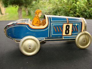BUGATTI TIN WINDUP RACE CAR 1920/30 FROM MEMO,  ENGINE PERFECTLY,  A LEGEND 2