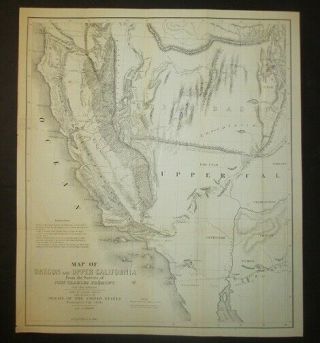 1848 Fremont / Preuss Map " Oregon And Upper California " With And Needing Repairs
