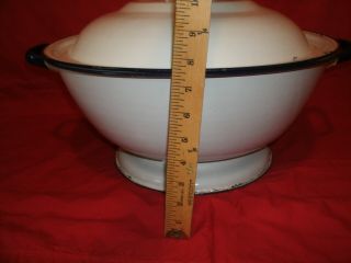 Antique Farm Large Size Bread Dough Rising Pan lid vented enamelware vintage 2