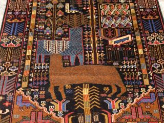 Hand Knotted Oriental Afghan Balouch Pictorial Hunting Wool Area Rug 7 x 4 6