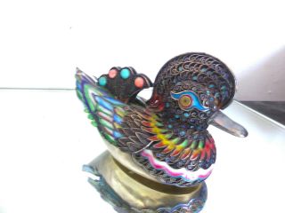China Large Cloisonné Box,  Mandarin Duck,  Can Export Solid Silver,  Inside Email