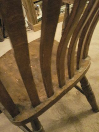 Windsor chair high - backed antique farmhouse grandfather carver solid 10