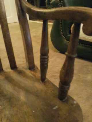 Windsor chair high - backed antique farmhouse grandfather carver solid 4
