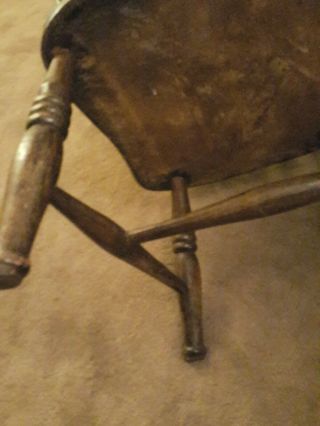 Windsor chair high - backed antique farmhouse grandfather carver solid 6