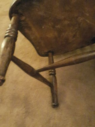 Windsor chair high - backed antique farmhouse grandfather carver solid 7