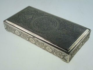 Large Antique Islamic Solid Silver Box Circa 1890