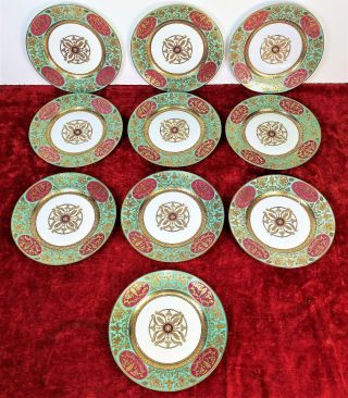 10 Venetian Plates.  Porcelain Enamelled By Hand.  Venice.  Italy.  1766 (?)