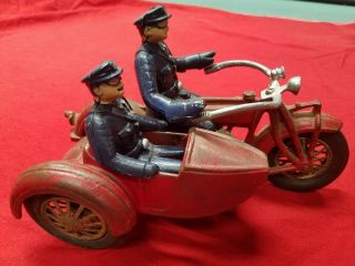 Hubley Indian Cast Iron Motorcycle Toy Harley - Davidson With Riders Knucklehead