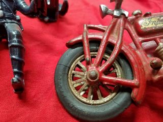 Hubley Indian Cast Iron Motorcycle Toy Harley - Davidson With Riders Knucklehead 9