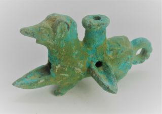 SCARCE ANCIENT LURISTAN NEAR EASTERN BRONZE OIL LAMP IN THE FORM OF A RAM 4