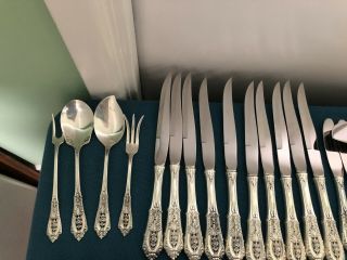 95 Pc WALLACE ROSE POINT STERLING SILVER FLATWARE,  15 SERVERS,  No Monos 4