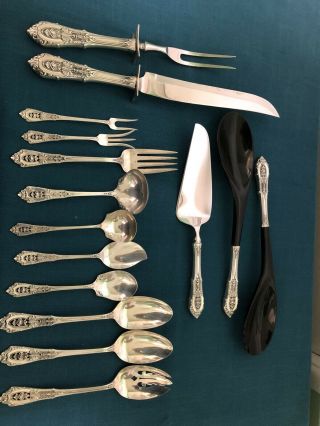 95 Pc WALLACE ROSE POINT STERLING SILVER FLATWARE,  15 SERVERS,  No Monos 7