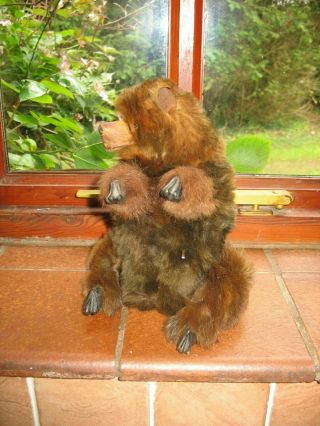 RARE ANTIQUE AUTOMATON GRIZZLY BROWN BEAR WIND UP TOY roullet decamps ?? TIN 2