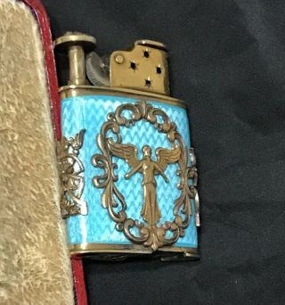 Antique Russian silver diamond guilloche enamel lighter 8