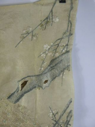 Chinese Antique Large Silk Embroidery of a Peacock - Very Fine Qing c19th Bird 4