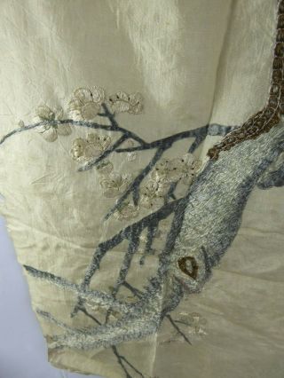Chinese Antique Large Silk Embroidery of a Peacock - Very Fine Qing c19th Bird 7
