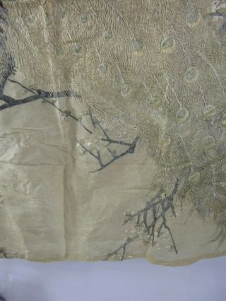 Chinese Antique Large Silk Embroidery of a Peacock - Very Fine Qing c19th Bird 8