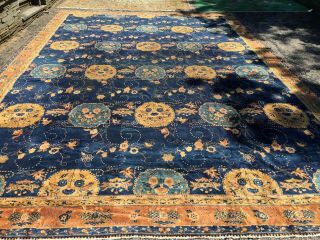 Antique Oriental Rug - India 13x18 Navy Hand Knotted Wool