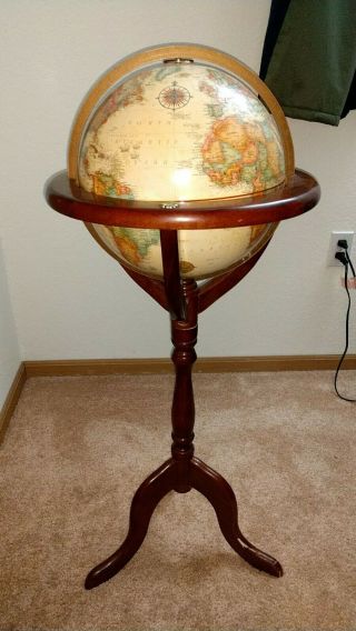 Bombay Company Globe Floor Wooden Stand W/ 12 " Replogle World Classic Globe.