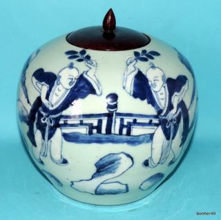 CHINESE EXPORT PORCELAIN BLUE WHITE 19THC QING PERIOD CELADON VASE JAR FIGURES 10