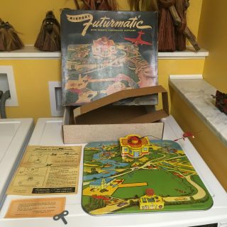 Vintage,  Tin Futurmatic Airport W/remote Controlled Airplane W/box