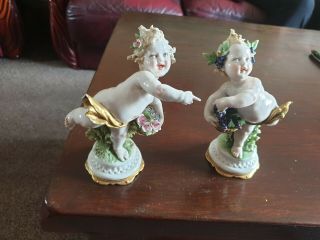 Capodimonte - N With Crown Above Cherubs Porcelain 5